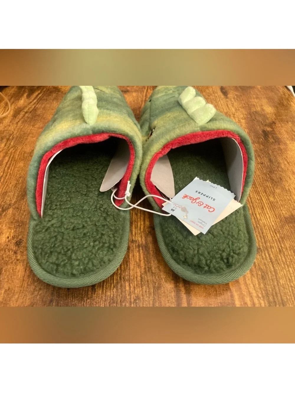 Kids' Dino Scuff Slipper - Cat & Jack™ Green Medium (2/3) new